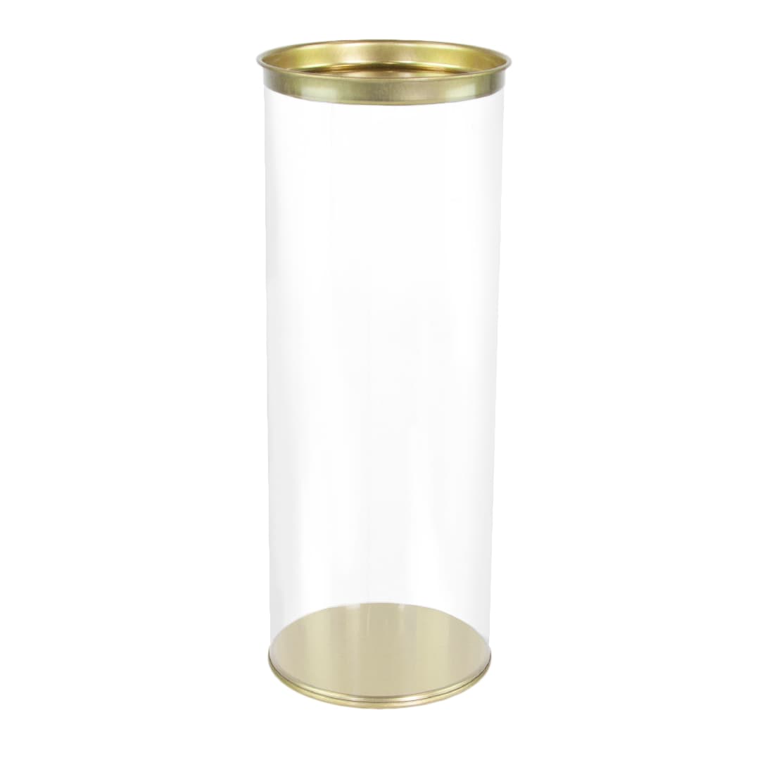 Тубус Цилиндр с крышкой, 9,2*25 см, Прозрачный/Золото