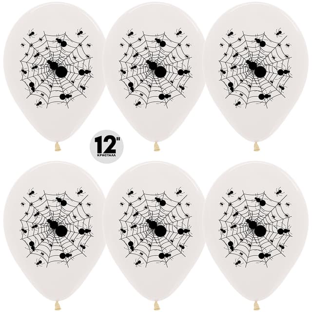 Воздушный шар (12''/30 см) Пауки и паутинка, Прозрачный (390), кристалл, 2 ст, 50 шт. Воздушный шар (12''/30 см) Пауки и паутинка, Прозрачный (390), кристалл, 2 ст, 50 шт.