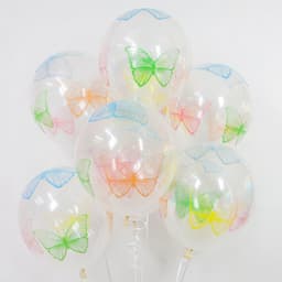 Воздушный шар (12''/30 см) Яркие бабочки, Прозрачный (600), кристалл, 5 ст